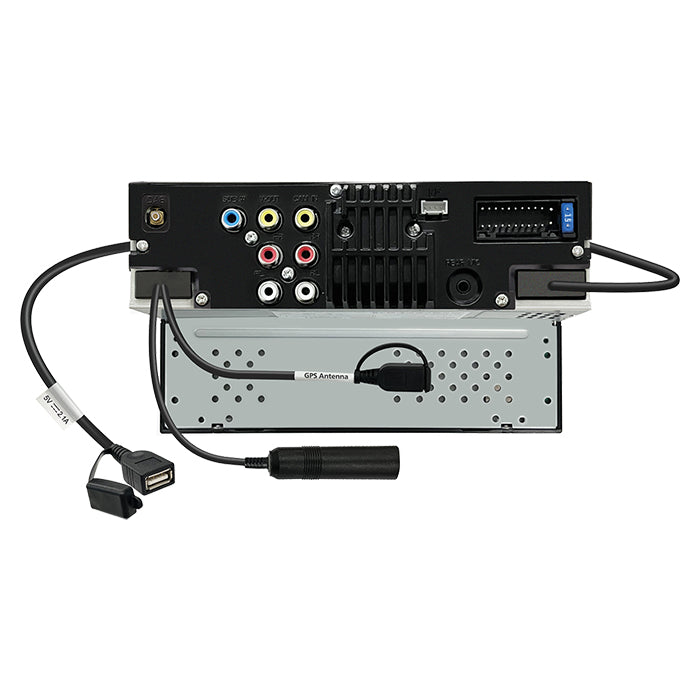 JVC KW-M695DBW Appradio bagside med kabler tilsluttede