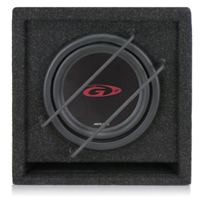 Alpine 8 tommer subwoofer basreflekssystem SBG-844BR i sort kabinet med gitter.