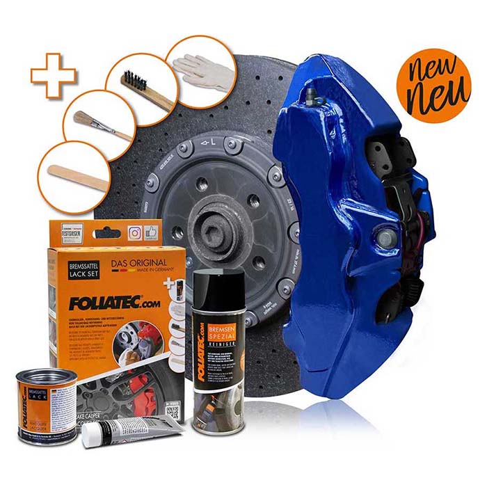 Foliatec bremsekaliberlak sæt performance blue metallic bilpleje produkter