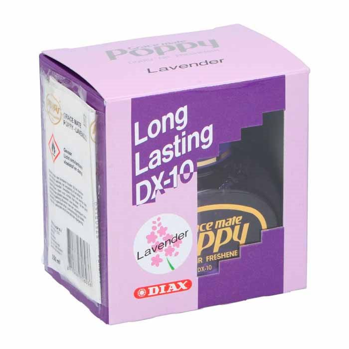 Grace Mate Poppy luftfrisker Lavendel 150 ml i emballage, set fra siden