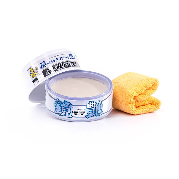 Soft99 Mirror Shine Wax Light 200gr med påføringsklud til lyse laktyper