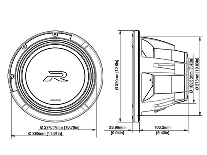 Alpine R2-W12D2 Type-R subwoofer 12" 2 Ohm