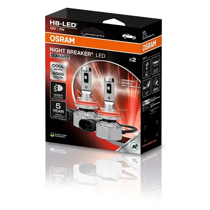 Osram Night Breaker Smart H8 LED pærer i pakke med information