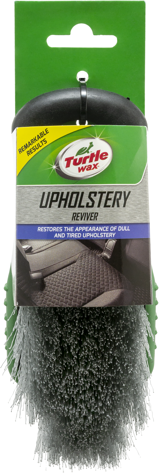 Turtle Wax interiør tekstilbørste i indpakning til rengøring af bilmåtter og tekstiler.