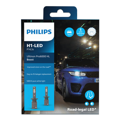 Philips Ultinon Pro6000 Boost LED H1 ECE godkendt - Sæt