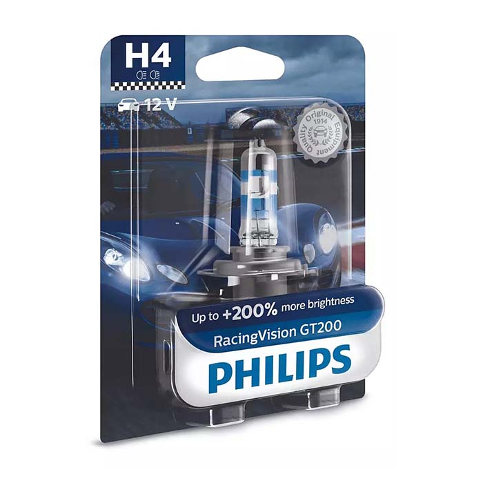 Philips RacingVision GT200 H4 55W 12V - 1 stk.