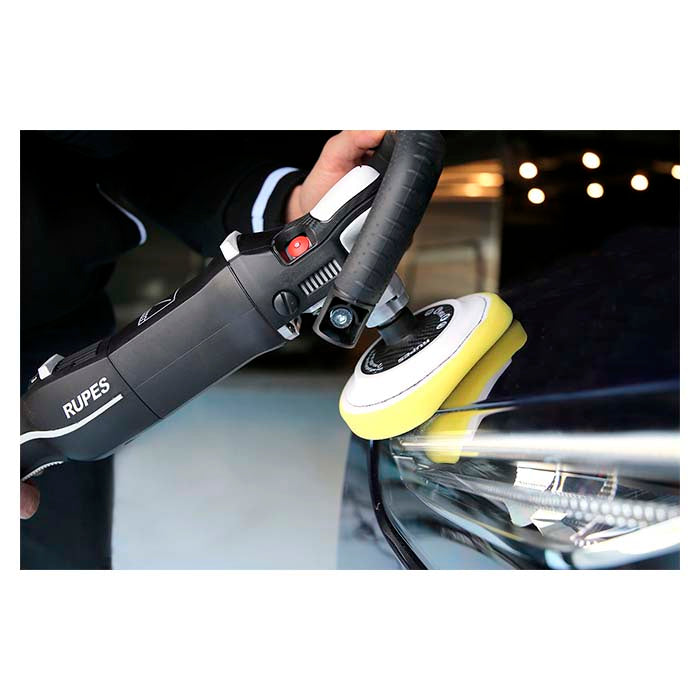 Rupes Angular Polisher LH19E med polerskive på billygte