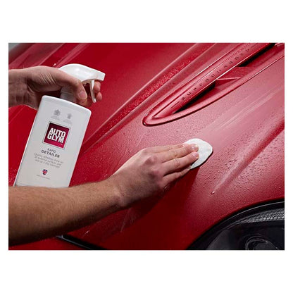 Autoglym Rapid Detailer og clay bar kit på rød billak
