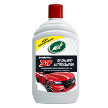 Turtle Wax Zip Bilshampoo med rød Dodge bil på etiketten, 500ml.