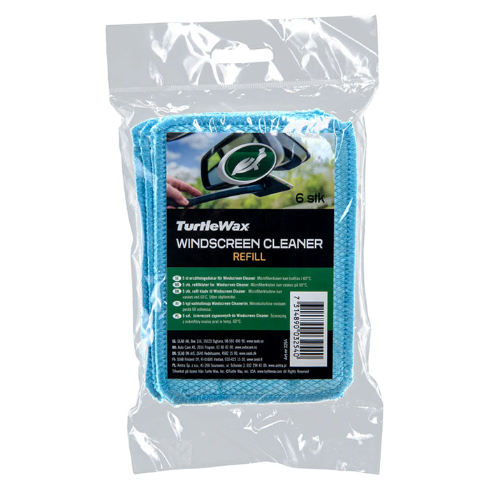 Turtle Wax Windscreen Cleaner Refill 5stk i klar emballage med et produktbillede.