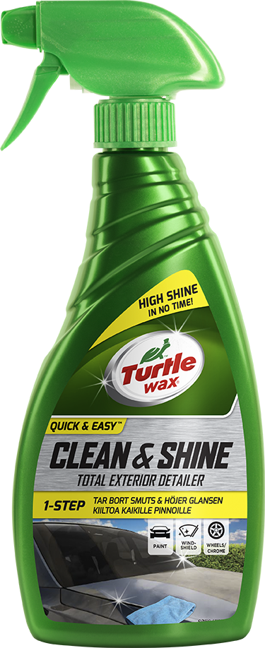 Turtle Wax Clean & Shine Total Exterior Detailer 500ml sprayflaske. Fjerner snavs og giver glans.