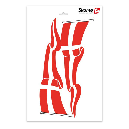 Skomø DK vimpler ark, 2 stk, 7x30cm, i Dannebrog design til bil styling.