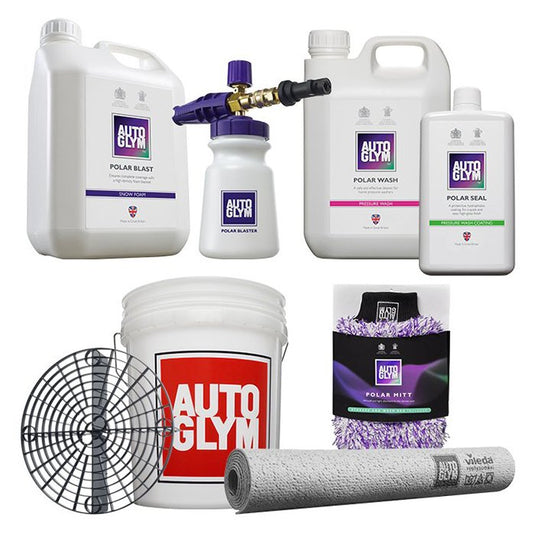 Autoglym Udvendig Vaske Plejepakke 3 med shampoo, skumlanse, spand og vaskehandske