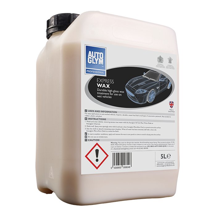 Autoglym Express Wax 5L flydende carnauba voks til bilvask i store mængder.