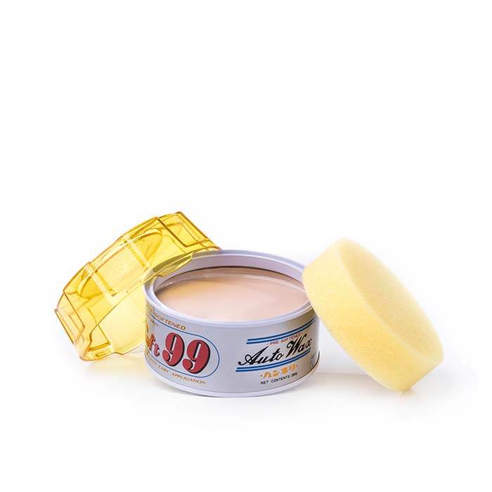 Soft99 Hanneri Wax 280g åben dåse med gul svamp