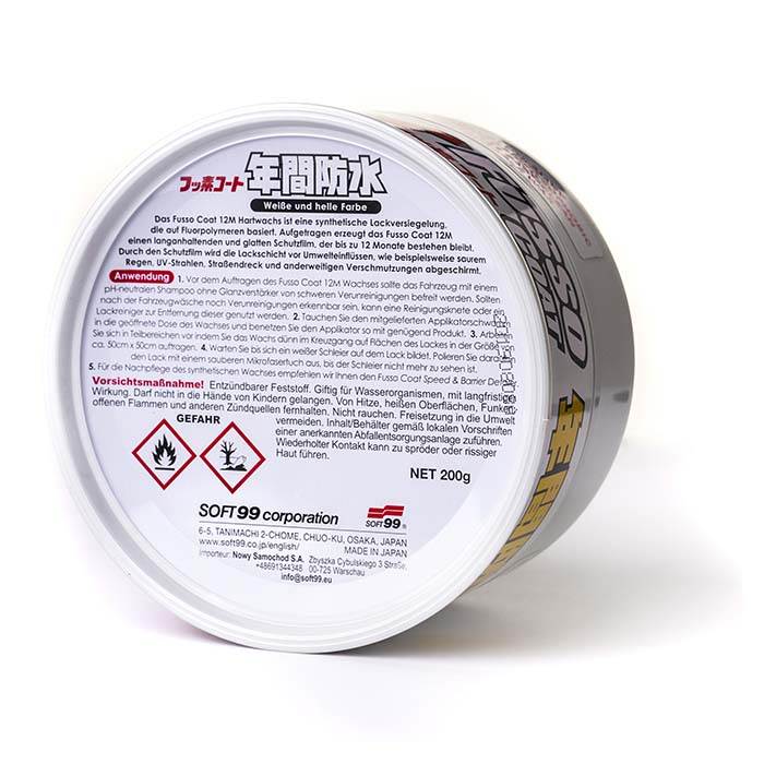 Soft99 Fusso Coat, 12 Måneders Voks Lys - 200g