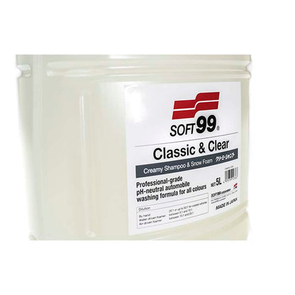 Soft99 Classic Clear Creamy Shampoo Snow Foam 5L dunk med etiket i hvid baggrund