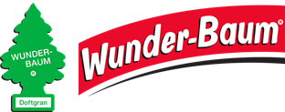 Wunder-Baum logo og grøn Wunder-Baum duftgran bilduftfrisker